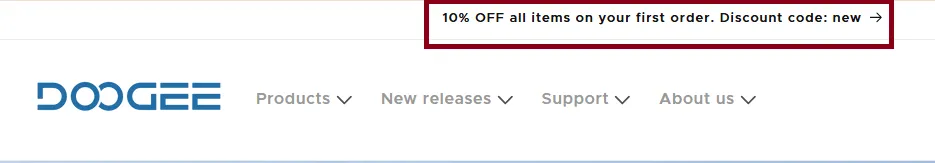Doogee 10 Percent OFF Coupon Code.webp